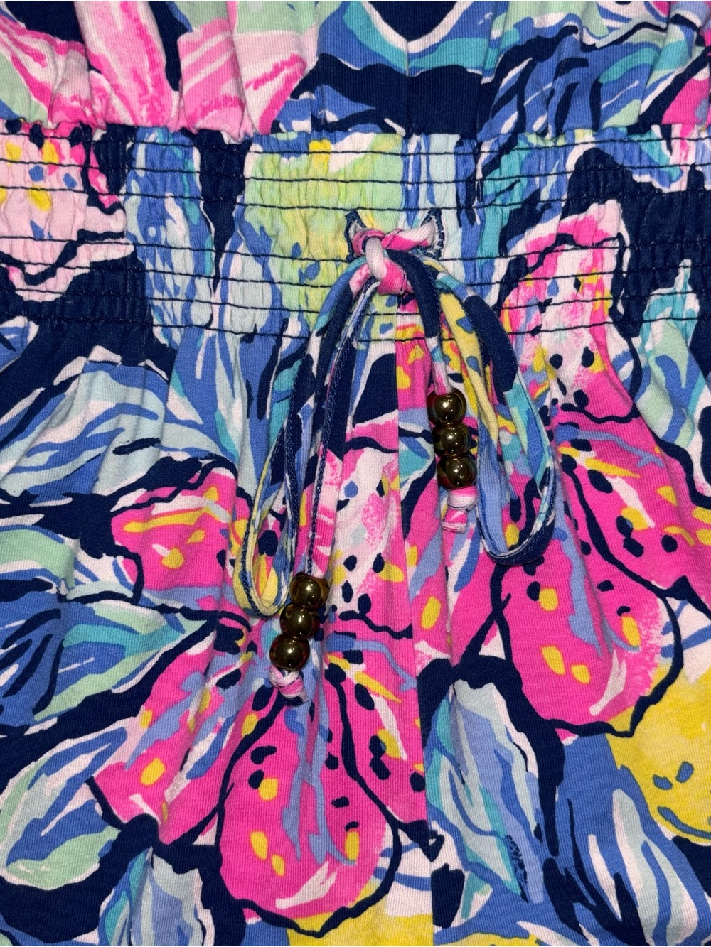 Lilly Pulitzer Tala Romper Nauti Navy Capri Soleil Floral Smocked Women’s Sz S - Picture 3 of 6
